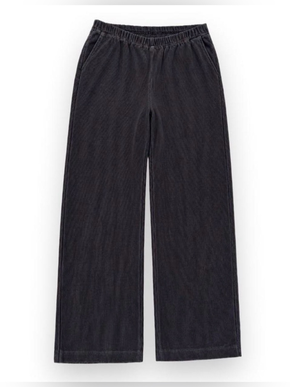 Lands’ End Women’s Medium 10-12 Black Corduroy Pull-On Pants Elastic Waist